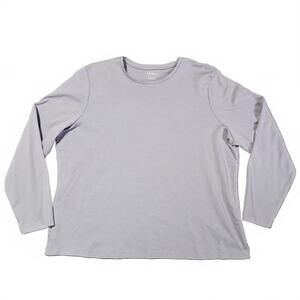 LL Bean Lavender Long Sleeve T-shirt 2X Plus Size Crew Neck Thick Warm Layering